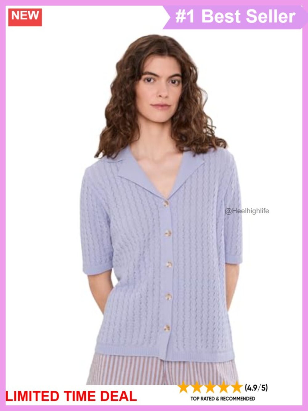 Varley Madelene Cotton Knit Polo Sweater Short Sleeve Relaxed Fit